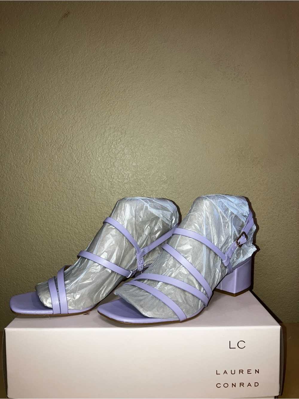 LC Lauren Conrad Lilac Strappy Block Heel Sandals